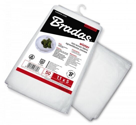 Kylmäsuoja agrokalvo Bradas Winter 1,1x5 m, 50 g / m2, valkoinen