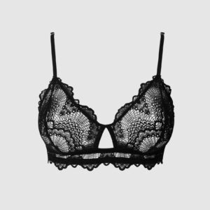 Lace Cut-Out Triangle Bralette Black