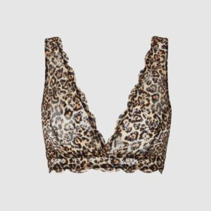 Lace Plunge Bralette Gold Leopard