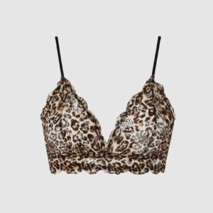 Lace Triangle Bralette Gold Leopard