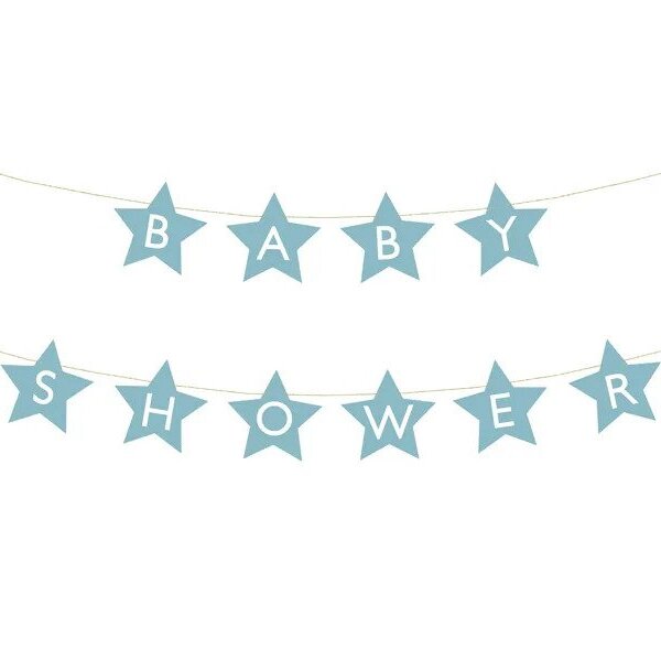 Banneri - Tähti - Vaaleansininen - Baby shower, 2.9M