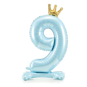 Seisova numerofoliopallo - Vaaleansininen, kruunu, 84cm-9