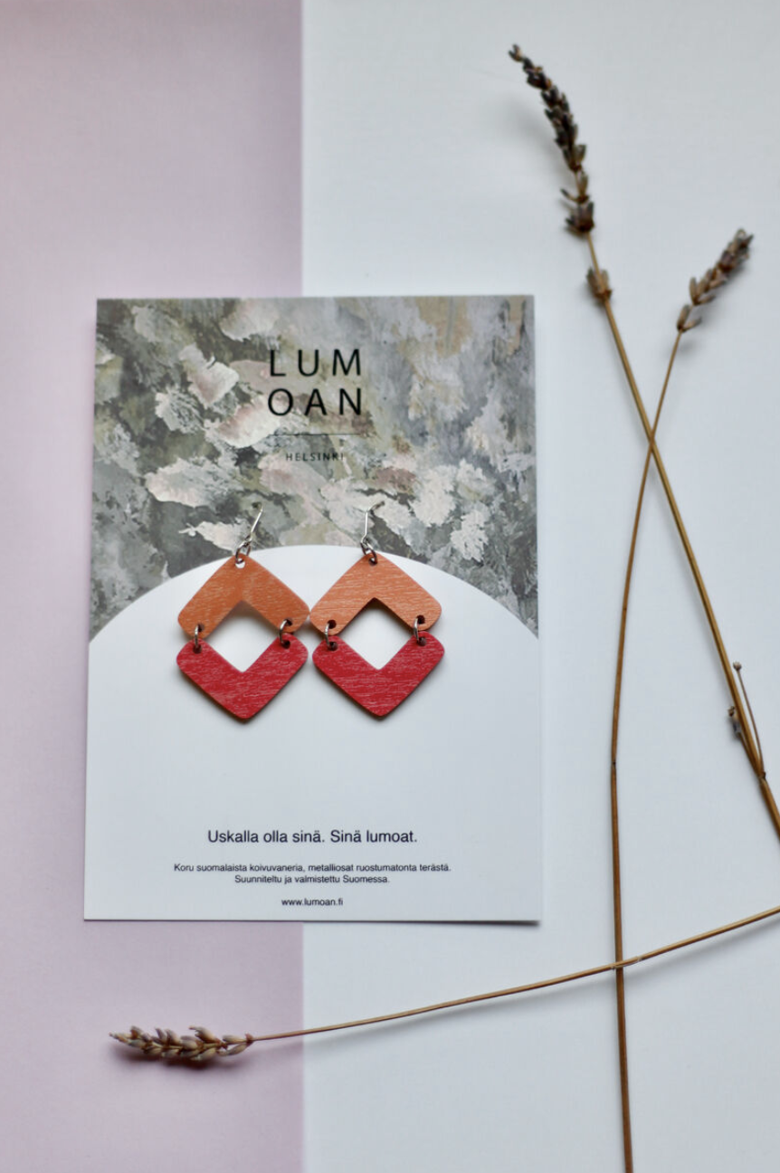 Lumoan It Takes Two to Tango korvakorut, Coral/Peach
