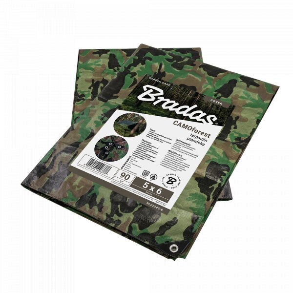 Maastokuvioitu ulkokatto Bradas CAMOforest 4x5 m, 90 g/m²