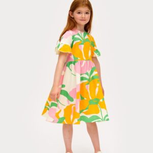 Lively Lasten Musliini Mekko Oranssi
