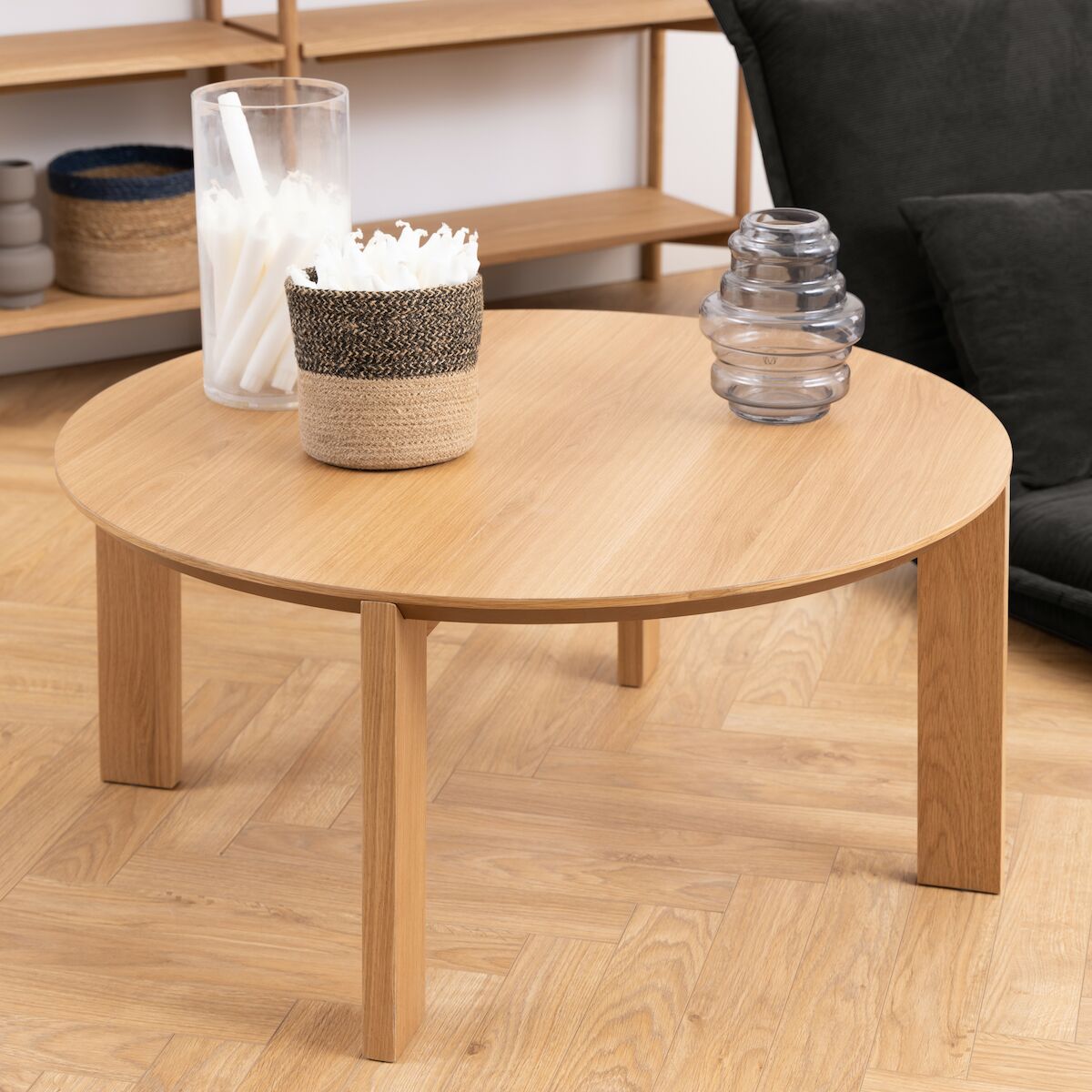 Maxime pyöreä sohvapöytä Ø90 cm lakattu tammi