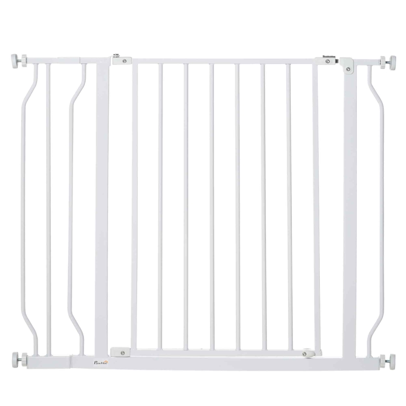 Koiran portti Säädettävä 75-95 cm Metallivalkoinen
