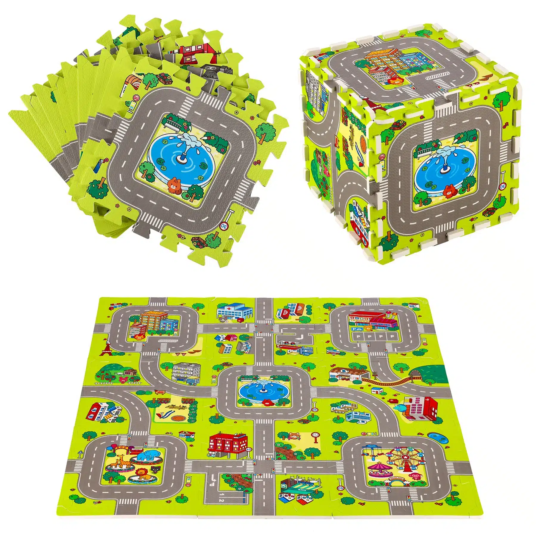 Palamatto lapselle "Autot" 90x90 cm - jumppa-alusta, leikkimatto