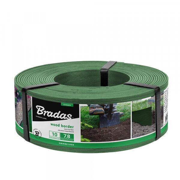 Nurmikon reunanauha Bradas WOOD BORDER, 78mm x 2.8mm x 10m, vihreä