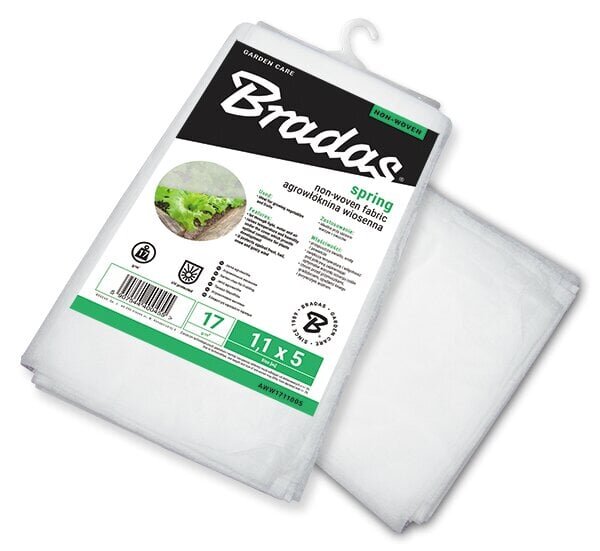Pakkassuoja/agrokalvo Bradas Spring 1.1x10 m, 17 g/m2, valkoinen