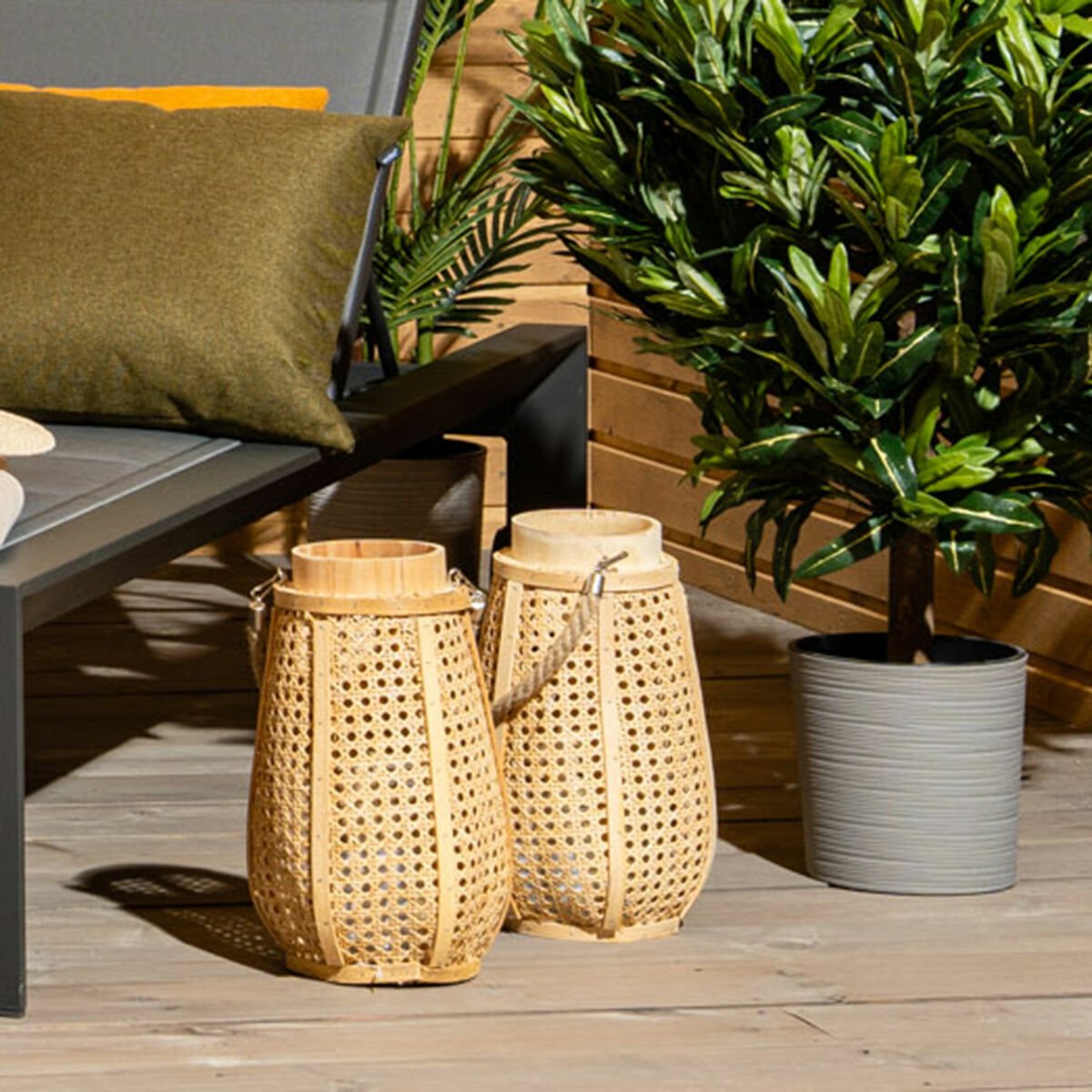 Rattan lyhty 34 cm