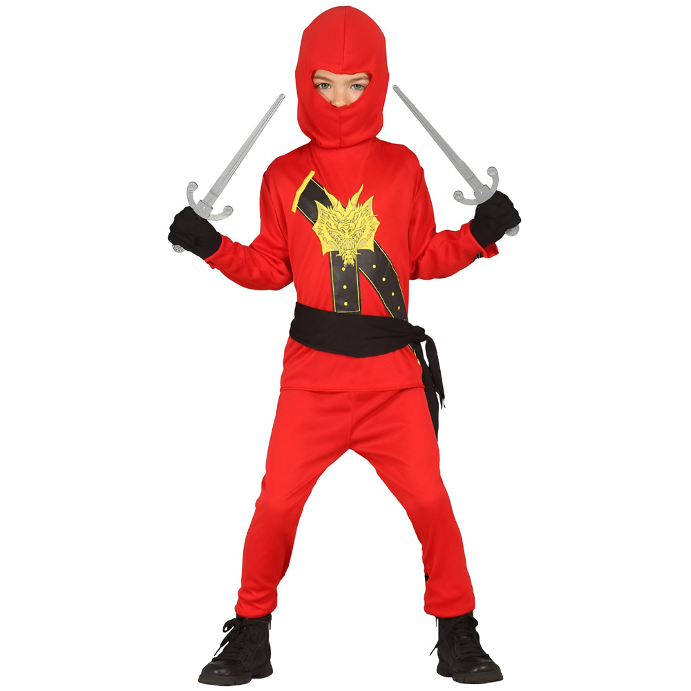 Lasten Naamiaisasu - Punainen Ninja, 5-6v