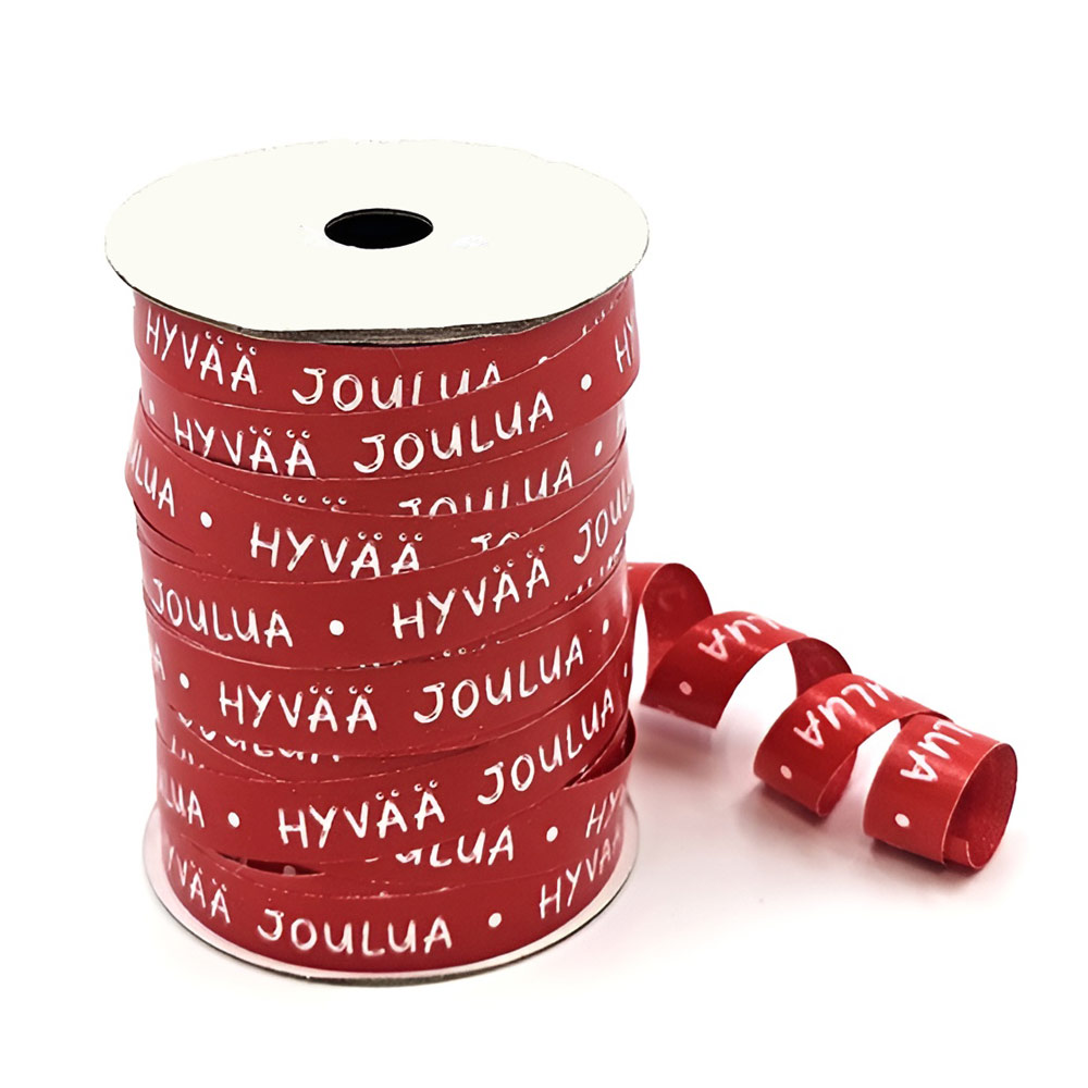 Punainen lahjanauha - Hyvää joulua, 1cm x 50m