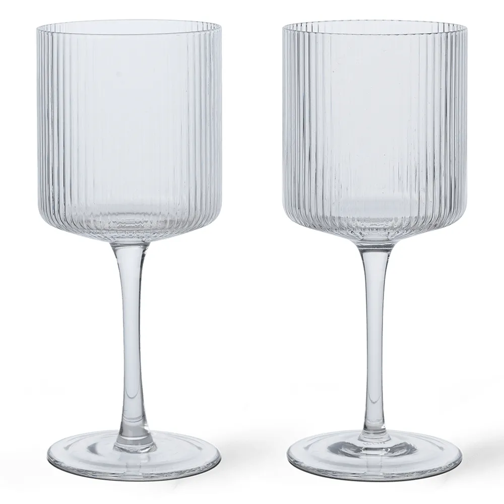 Ferm Living, Ripple Valkoviinilasit 2-pack - Clear