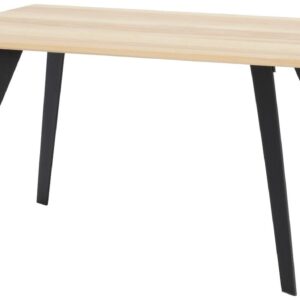 Saarni ruokapöytä 140x90 cm lakattu saarni, musta metallijalka