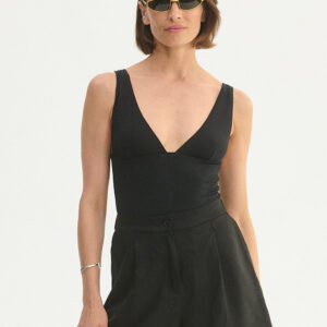 Sleeveless V-neck Bodysuit Black