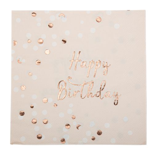 Lautasliinat - Happy Birthday, Aprikoosi/ruusukulta, 16kpl