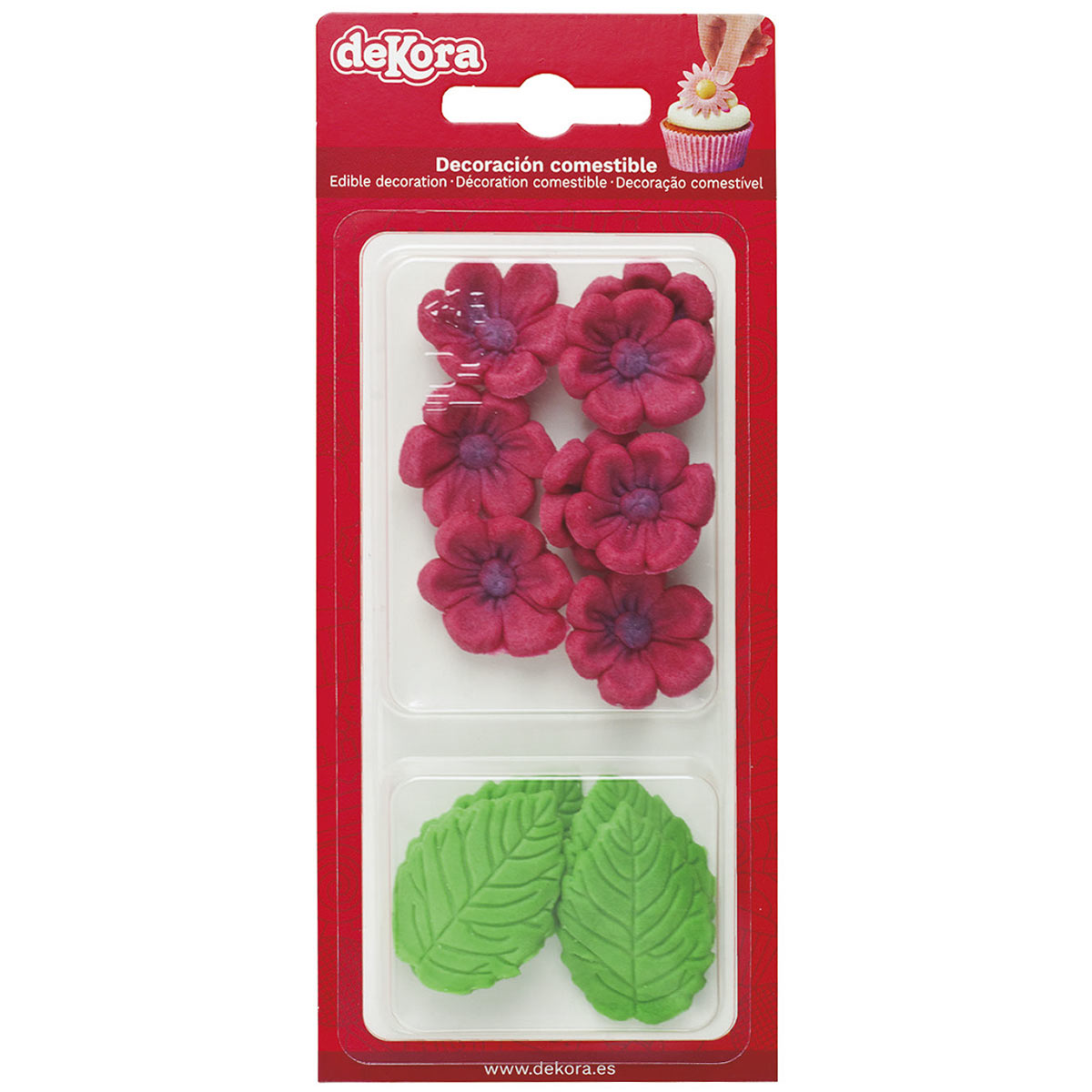 Syötävät sokerikoristeet - Fuksia kukat ja lehdet