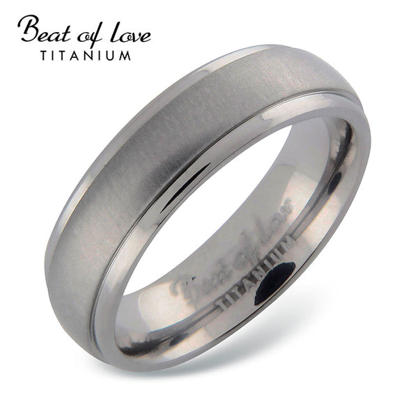 Beat of Love, titaanisormus 6 mm, matta ja kiiltävät reunat