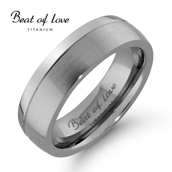 Beat of Love, titaanisormus 6 mm, matta ja kiiltävä