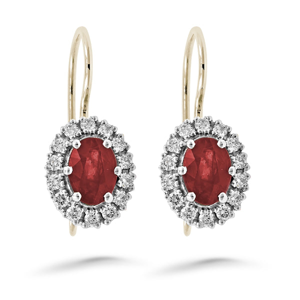 Silván Lauriel timanttikorvakorut rubiineilla, 0,56ct, keltakultaa, timanttikorut