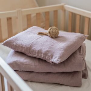 Linen Baby Bedding Dusty Rose