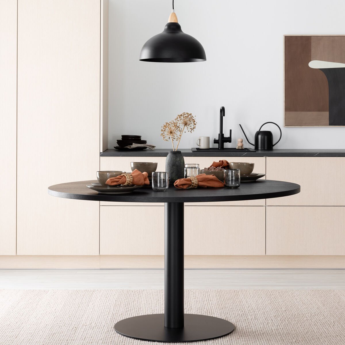 Mooda Trend pyöreä ruokapöytä Ø130 cm musta