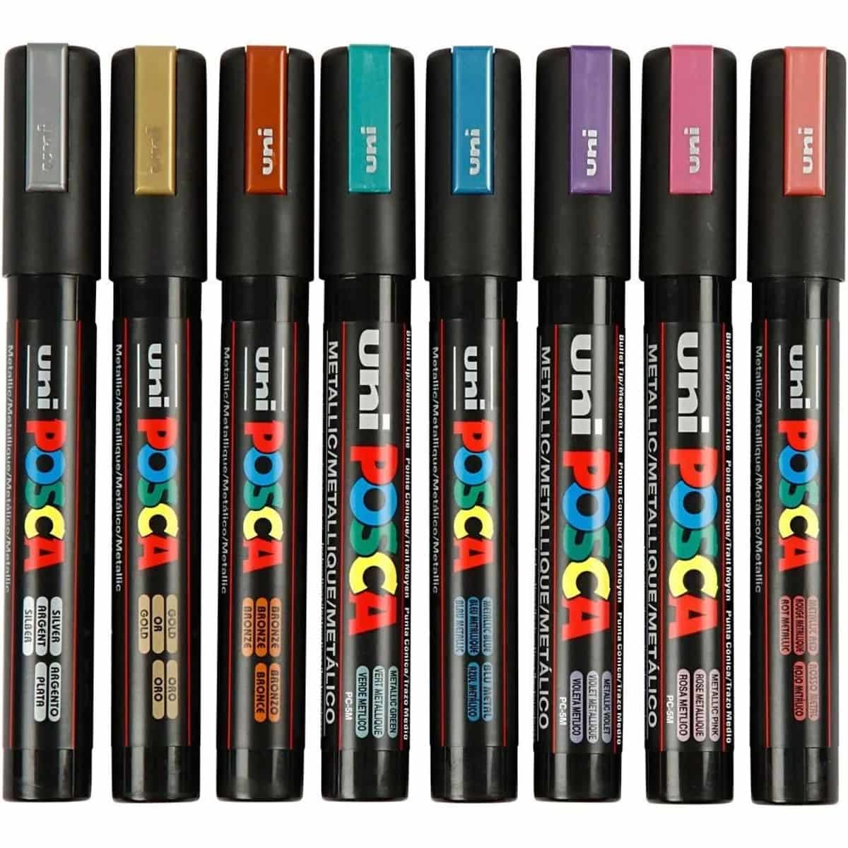 Posca Marker -  Metallivärit, PC-5M-kärki, 1,8-2,5 mm, 8kpl