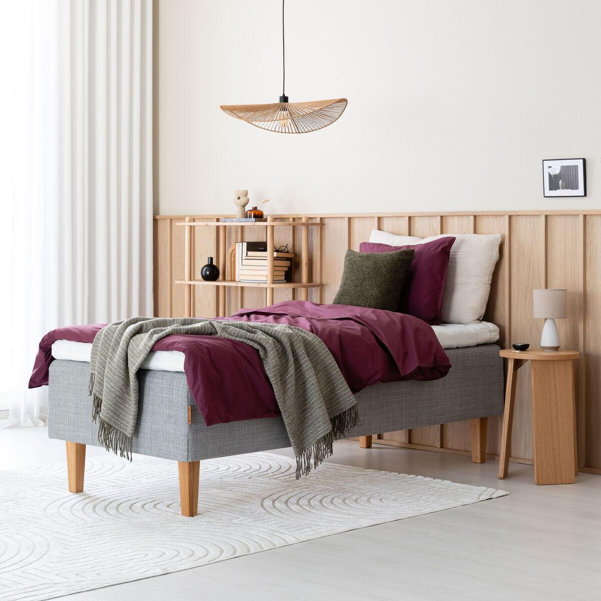 Unia Muoto runkopatjapaketti 90x200 cm L harmaa, unia 900 pp, tammi 23 cm