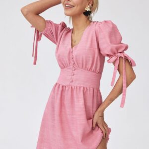 Maribel Viscose-Linen Dress Pink
