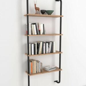 Vivano Airy seinähylly 64x20x151 cm musta/tammi