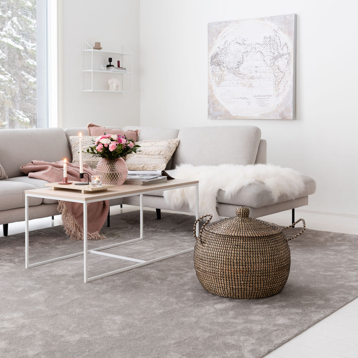 VM Carpet Hattara matto 40x80 cm beige, ilman kanttausta