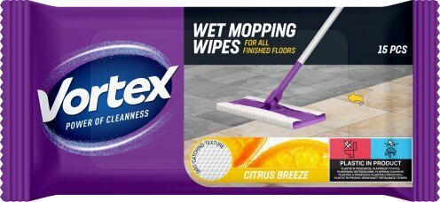 Vortex kosteat lattianpyyhkeet Citrus Breeze, 15 kpl