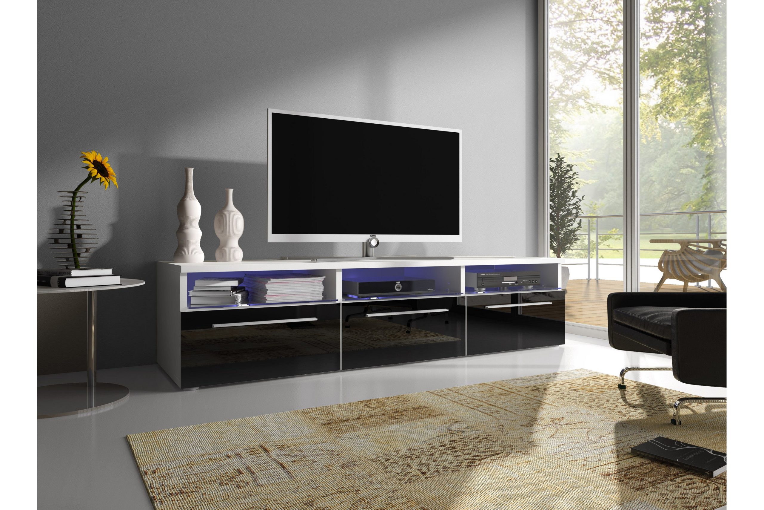 TV-taso Salathiel 150 cm - Musta
