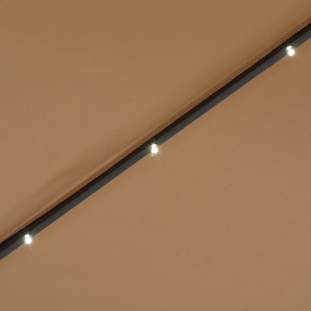 Aurinkovarjo LED-valot terästanko 300 cm harmaanruskea - Ruskea