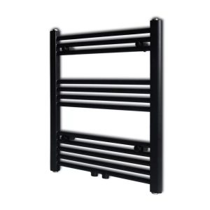 Kylpyhuoneen Keskuslämmitys Pyyheteline Suora 600x764 mm - Musta
