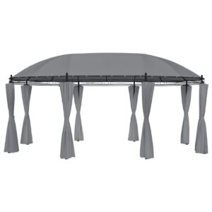 Huvimaja verhoilla 530x350x265 cm antrasiitti -