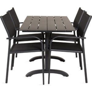 Ruokailuryhmä Denver 120 cm 4 Santorini tuolia Musta - Venture Home