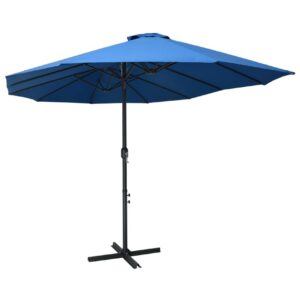 Aurinkovarjo alumiinitanko 460x270 cm sininen - Sininen