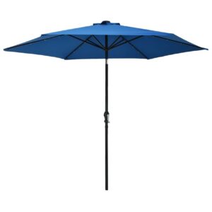 Aurinkovarjo LED-valot terästanko 300 cm taivaansininen - Sininen