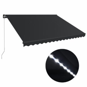 Sisäänkelattava markiisi LED-valoilla 450x300 cm antrasiitti - Harmaa