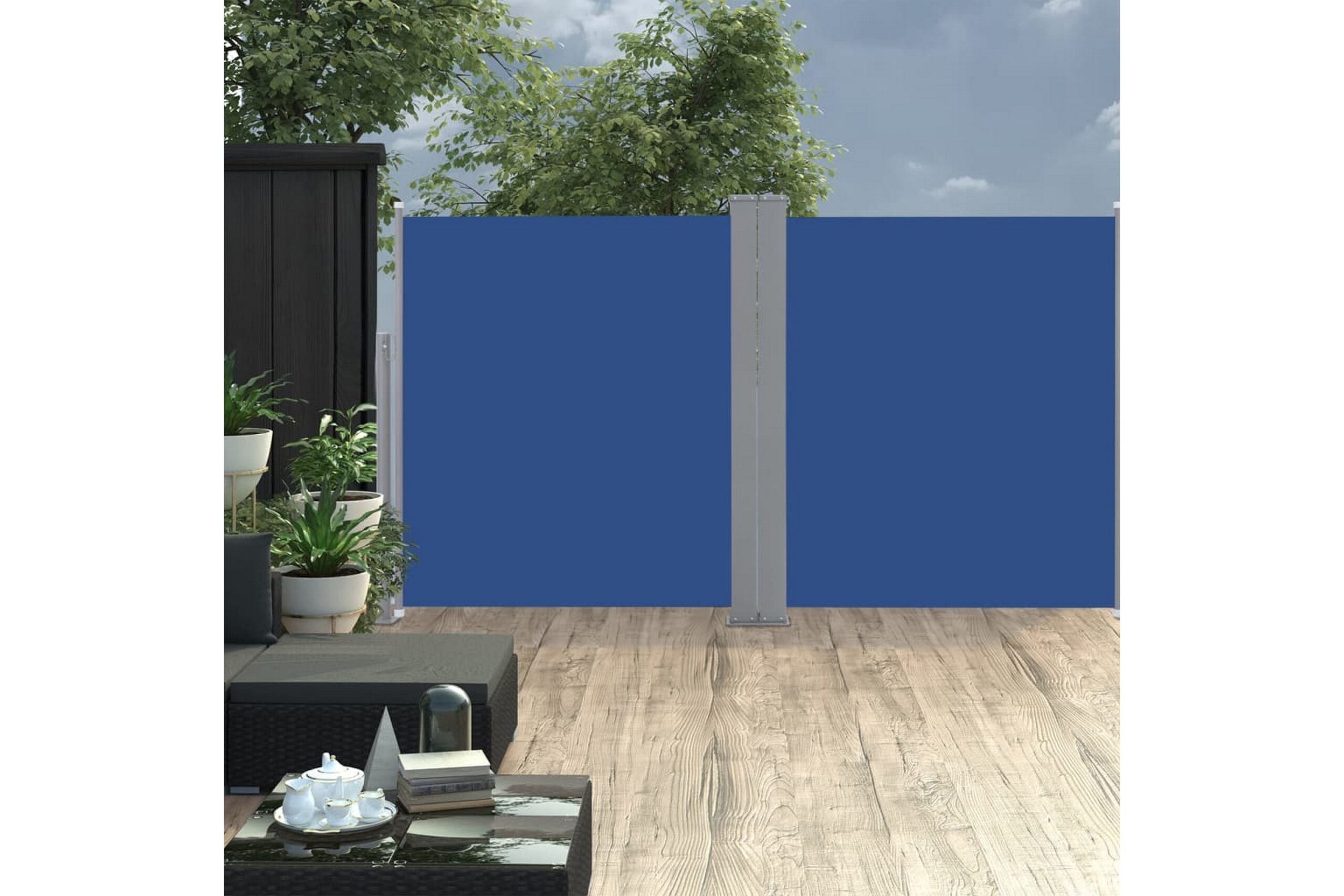Sisäänvedettävä sivumarkiisi 160x600 cm sininen - Sininen