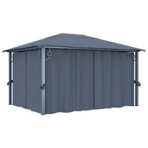 Huvimaja verhoilla 400 x 300 cm antrasiitti alumiini - Antrasiitti