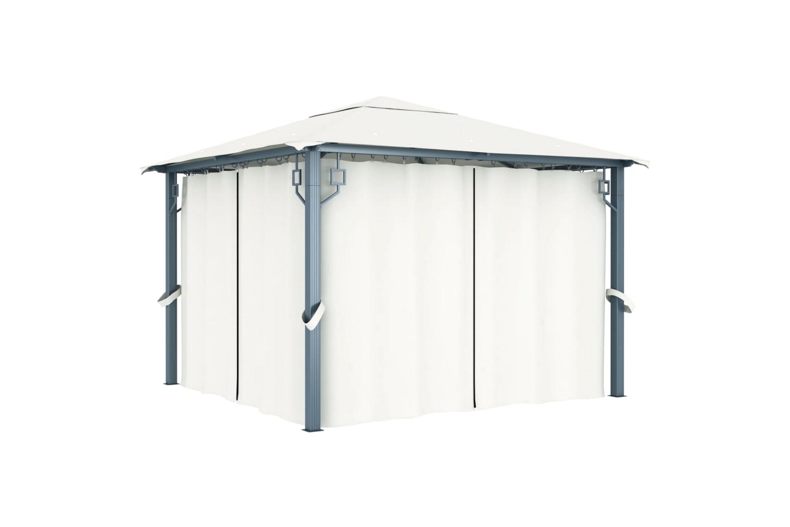Huvimaja verhoilla 300 x 300 cm kerma alumiini - Kerma