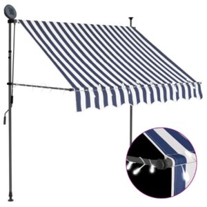 Sisäänkelattava markiisi LEDillä 100 cm sininen ja valkoinen - Monivärinen