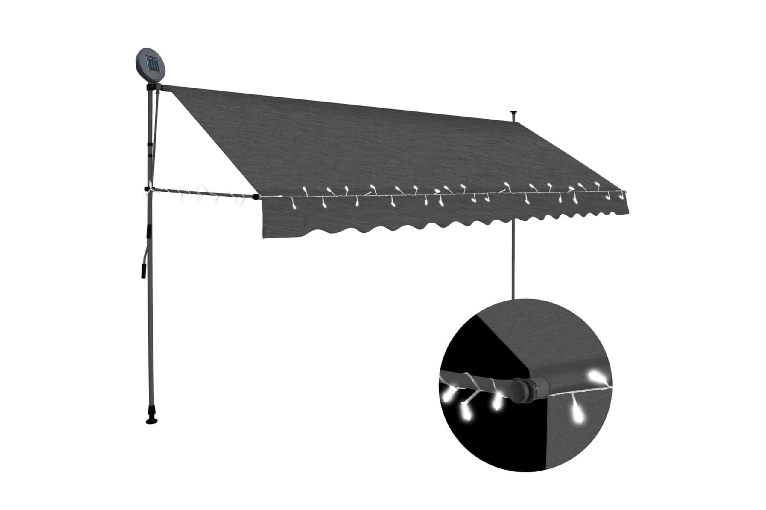 Sisäänkelattava markiisi LEDillä 350 cm antrasiitti - Harmaa