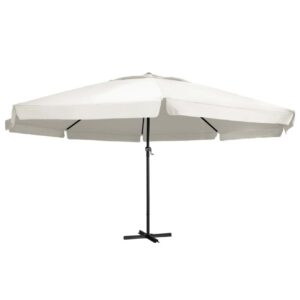 Aurinkovarjo alumiinitanko 600 cm hiekanvalkoinen - Valkoinen
