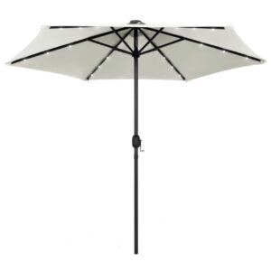 Ulkoaurinkovarjo LED-valot alumiinitanko 270 cm - Valkoinen
