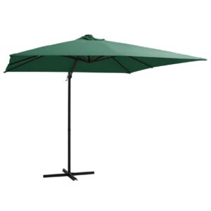 Aurinkovarjo LED-valoilla ja teräspylväällä 250x250cm vihreä - Vihreä