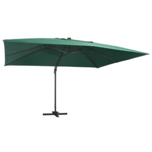 Aurinkovarjo LED-valoilla alumiinipylväällä 400x300cm vihreä - Vihreä